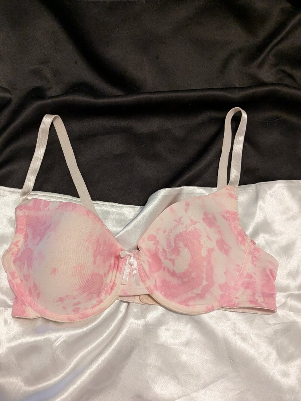 38D push up under wire pink and white tie dye/marbled bra